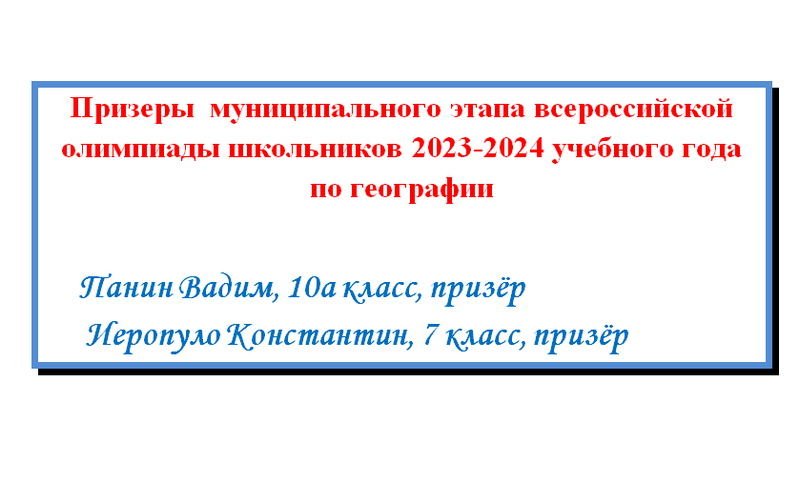 Поздравляем призёров по географии!.